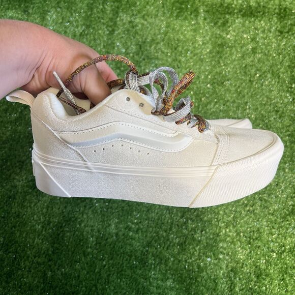 Vans Knu Stack Women's Platform Shoes Vintage Suede Marshmallow White Size 9 - Picture 1 of 6